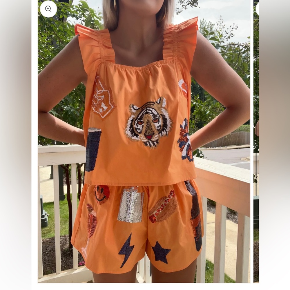 QUEEN OF SPARKLES two piece set! ORANGE & NAVY tiger 🐯 icon